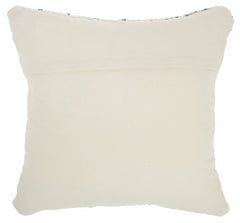 White And Denim Knubby Lines Throw Pillow