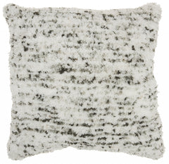 Soft Shaggy Gray and White Spotted Throw Pillow