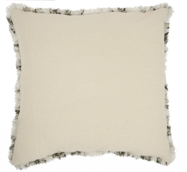 Soft Shaggy Gray and White Spotted Throw Pillow