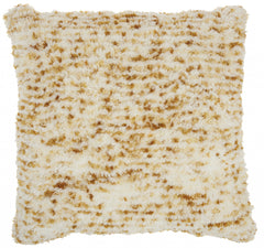 Soft Shaggy Yellow and White Spotted Throw Pillow