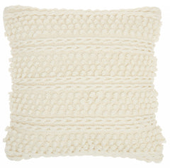 Ivory Textured Dots and Stripes Throw Pillow