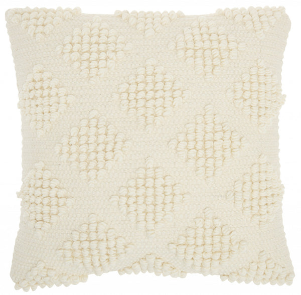 Ivory Textured Diamonds Throw Pillow