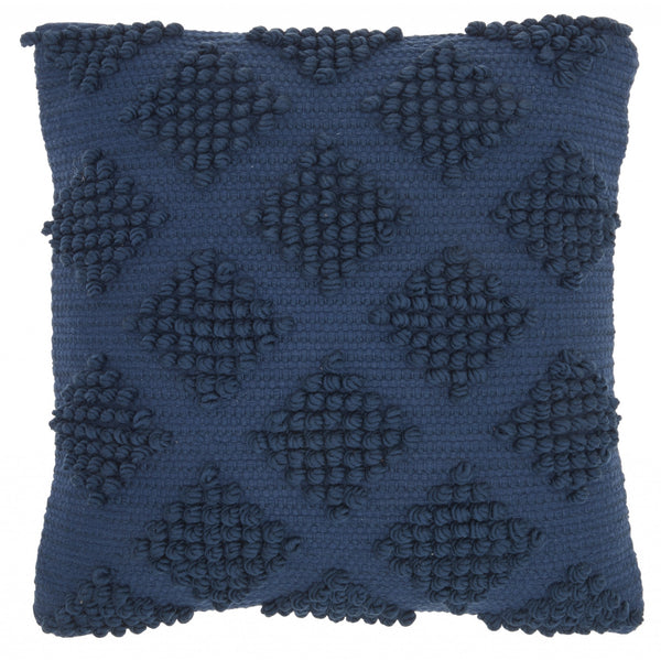Navy Blue Textured Diamonds Throw Pillow