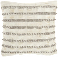 Light Gray and Ivory Textured Stripes Throw Pillow