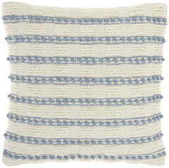 Pale Blue and Ivory Textured Stripes Throw Pillow