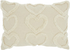 Whimsical Heart Detail Off White Lumbar Pillow