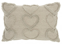 Whimsical Heart Detail Gray Lumbar Pillow