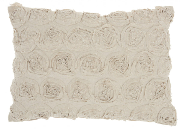 Petite Off White Embossed Rose Lumbar Pillow