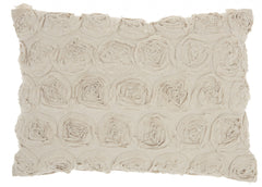 Petite Off White Embossed Rose Lumbar Pillow