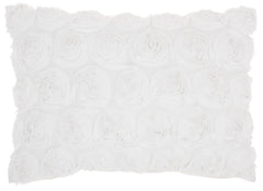 Petite White Embossed Rose Lumbar Pillow