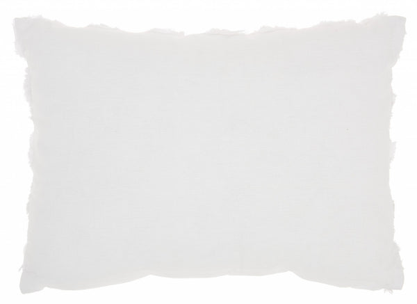 Petite White Embossed Rose Lumbar Pillow