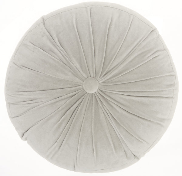 Light Gray Tufted Round Throw Pillow