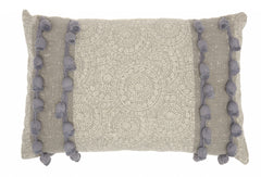 Gray Rectangular Embellished Throw Pillow