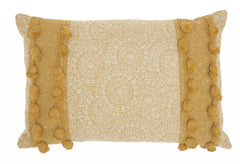 Mustard Rectangular Embellished Throw Pillow