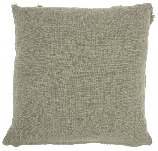Boho Chic Sage Textured Lines Throw Pillow