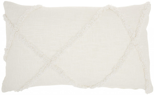 White Abstract  Shaggy Detail Lumbar Pillow