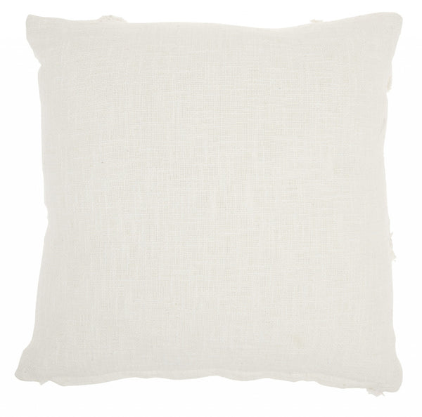 Boho Chic White Textured Lines Throw Pillow