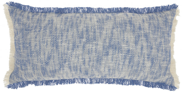 Blue and White Woven Heathered Lumbar Throw Pillow