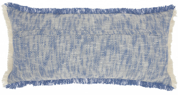 Blue and White Woven Heathered Lumbar Throw Pillow