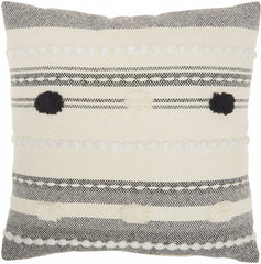 Boho Handcrafted Black Ivory Accent Throw Pillow