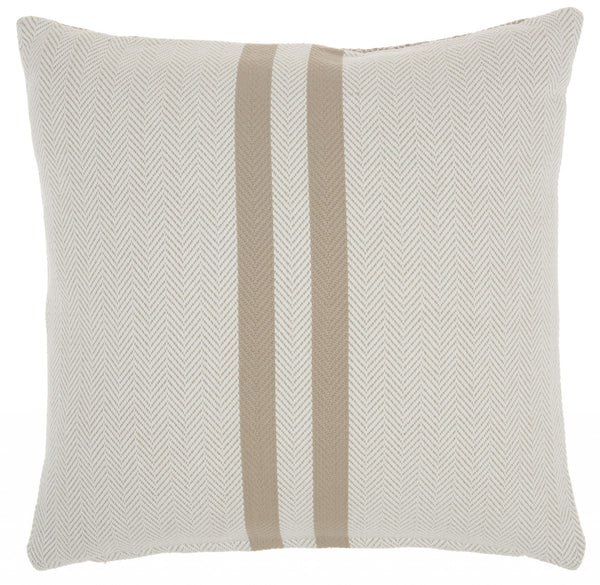 Beige Herringbone Stripe Throw Pillow