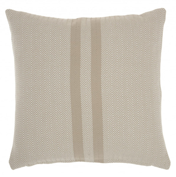 Beige Herringbone Stripe Throw Pillow