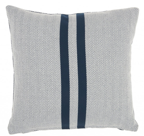 Navy Herrinbone Stripe Throw Pillow