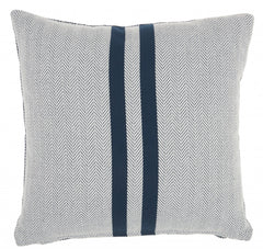 Navy Herrinbone Stripe Throw Pillow