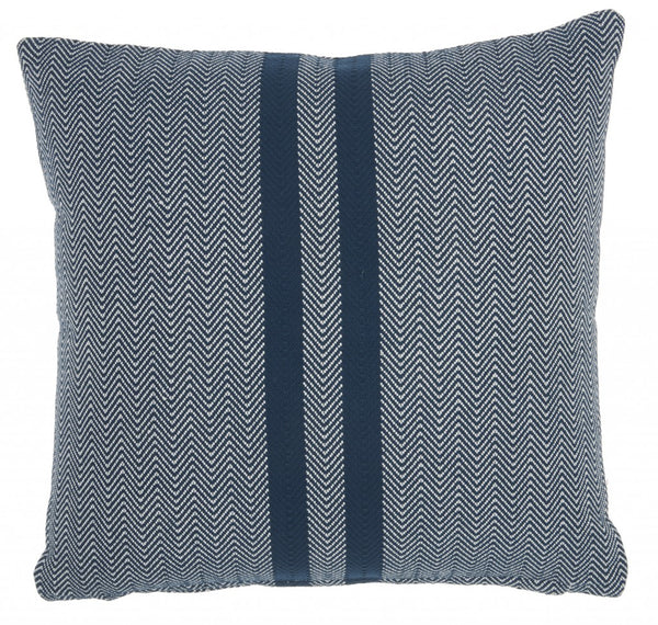 Navy Herrinbone Stripe Throw Pillow