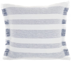 Navy Blue and White Soft Stripes Square Throw Pillow
