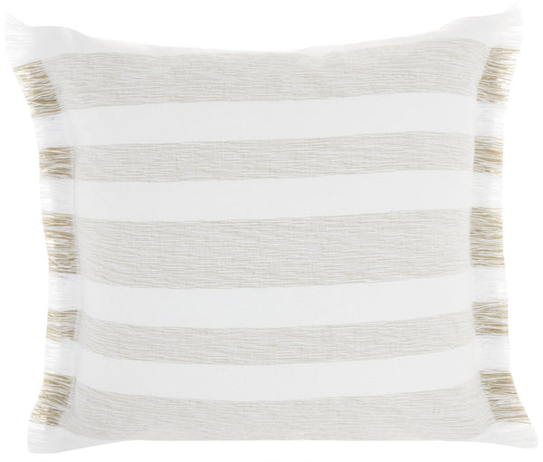 Taupe and White Soft Stripes Throw Pillow