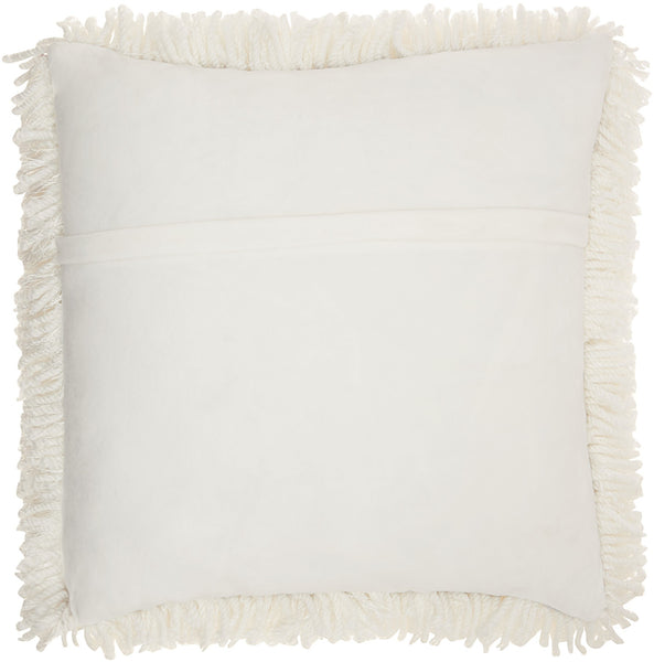 Fluffy White Shag Accent Throw Pillow