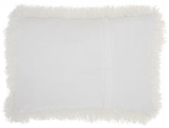 White Super Shaggy  Throw Pillow