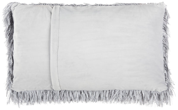 Long Grey Shag Throw Pillow