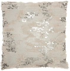 Sequined Beige Accent Throw Pillow