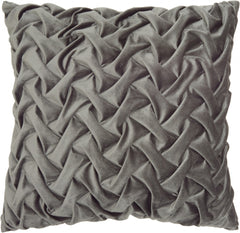 Dark Gray Pleated Velvet Throw Pillow