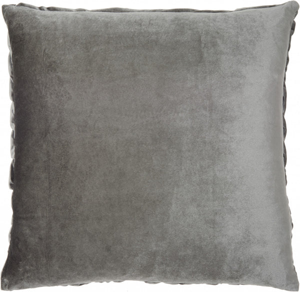 Dark Gray Pleated Velvet Throw Pillow