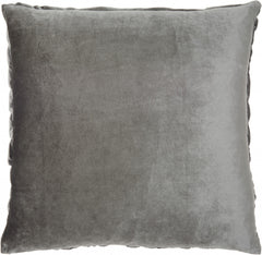 Dark Gray Pleated Velvet Throw Pillow