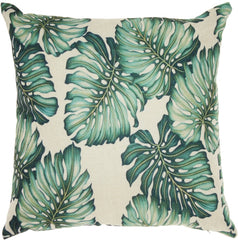 Green Indoor Outdoor Palm Leaves Throw Pillow