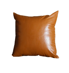 17" x 17" Solid Brown Faux Leather Decorative Pillow Cover