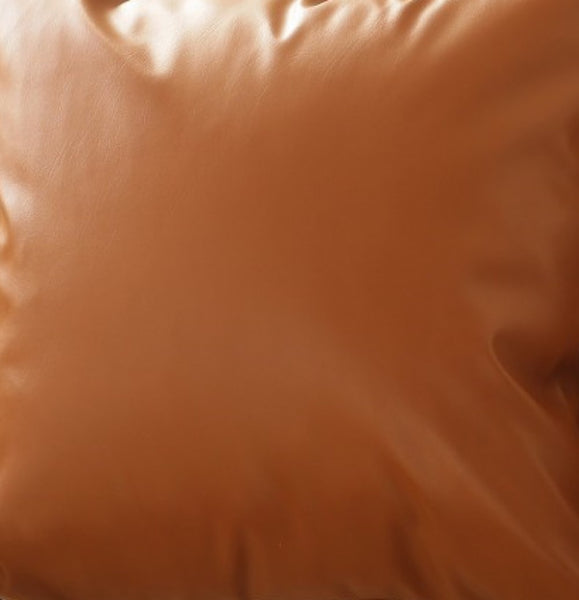Set of 2 Warm-toned Solid Brown Faux Leather Pillow Covers