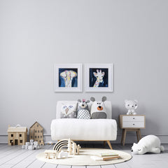 Set of 2 Elephant and Giraffe Framed Art