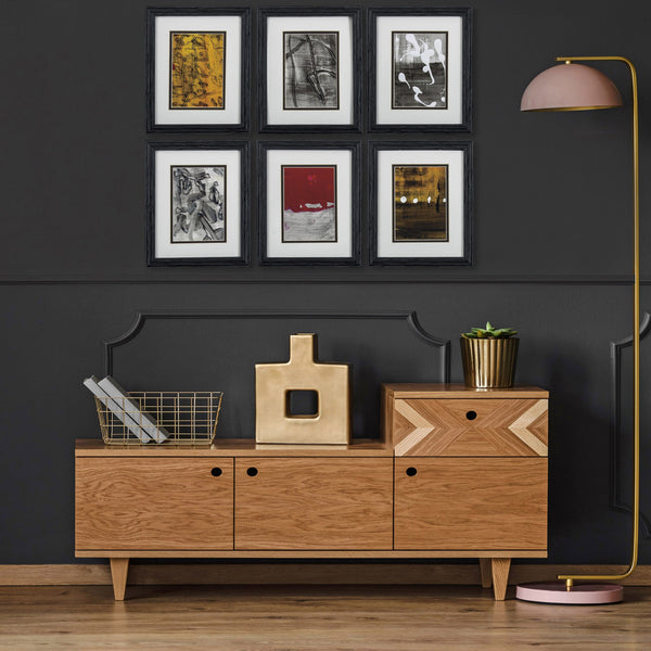 Set of 6 Modern Abstract Watercolor Framed Art