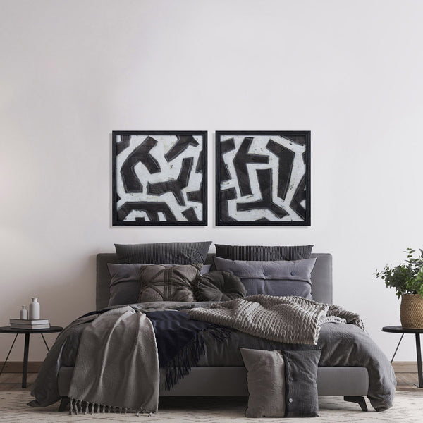 Set of 2 Artifact Textured Abstract Framed Art