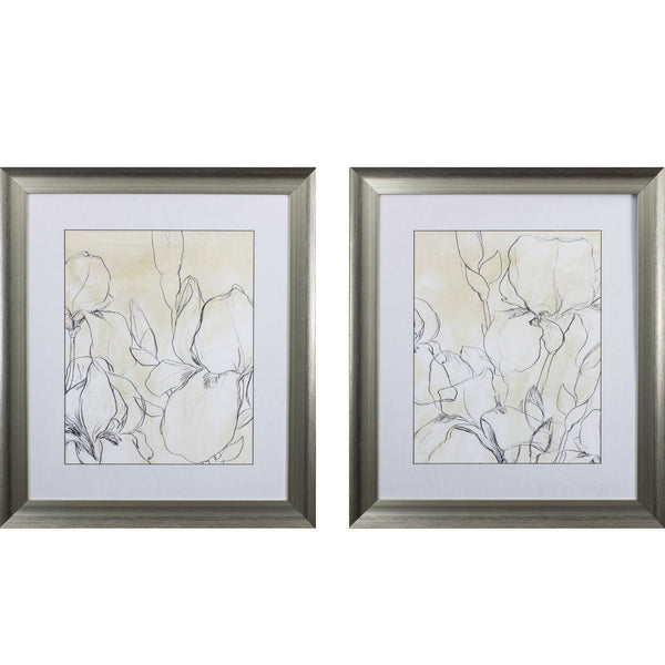 Set Of Two Iris Garden Sketch Framed Art