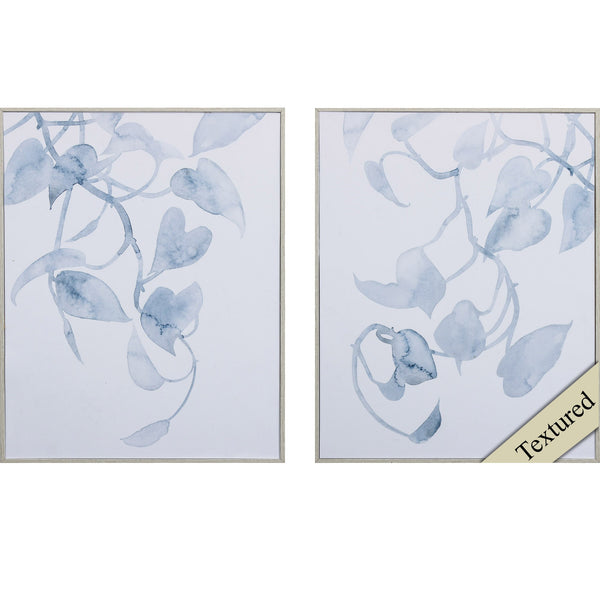 Set of Two Light Blue Botanical Framed Art