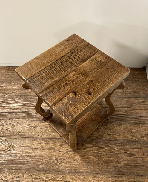 Modern Farmhouse Solid Wood Scroll End Table