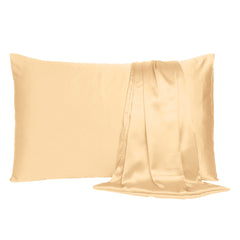 Pale Peach Dreamy Set of 2 Silky Satin King Pillowcases