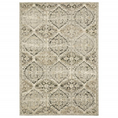 8’ x 11’ Ivory and Gray Floral Trellis Indoor Area Rug