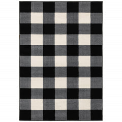10’ x 13’ Monochromatic Gingham Pattern Indoor Area Rug